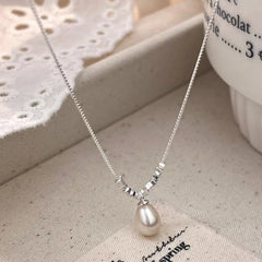 925 Sterling Silver Pearl Drop Necklace Trendsi