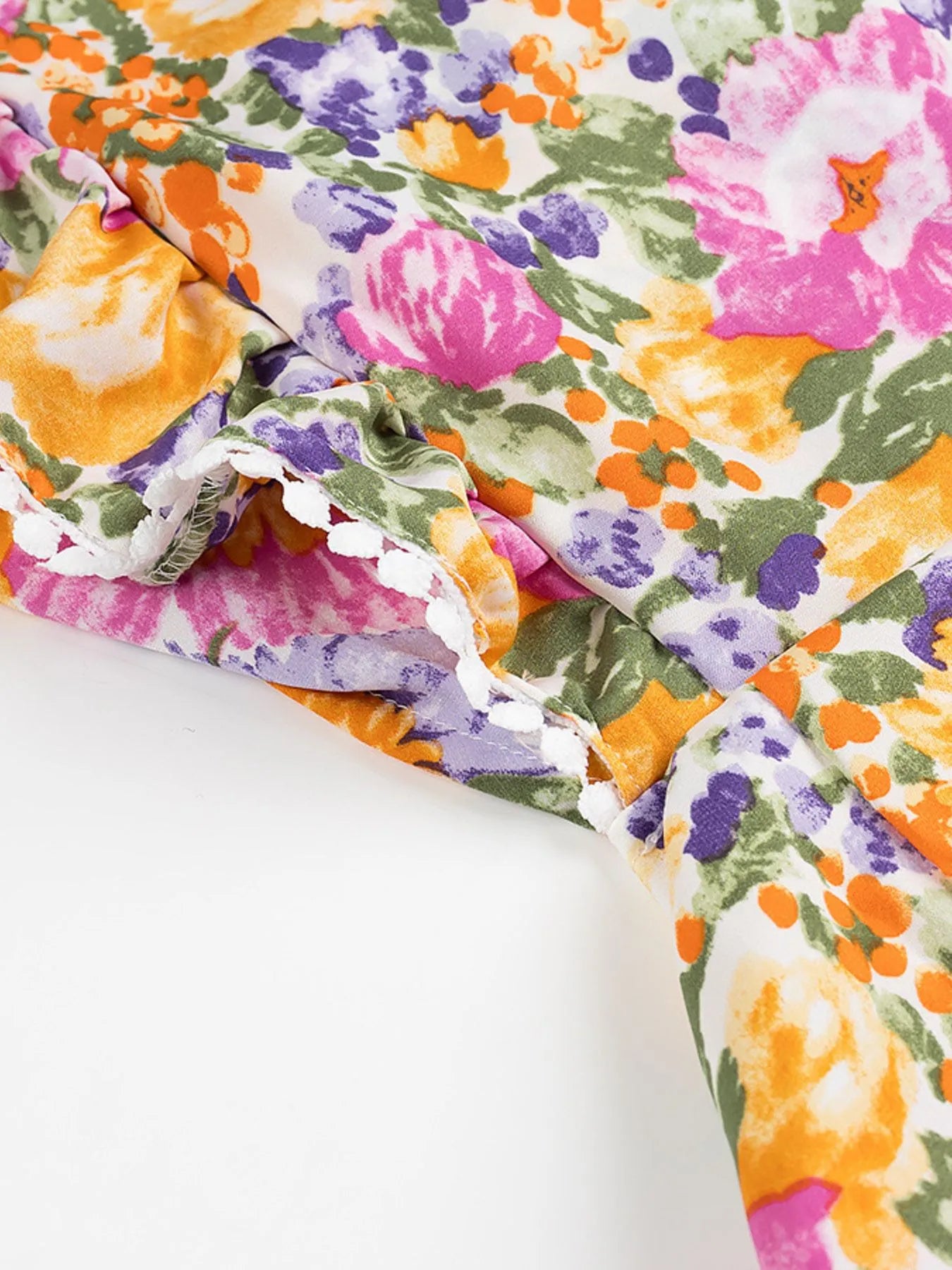 Floral Print Ruffled Hem Dress OutfitFlow