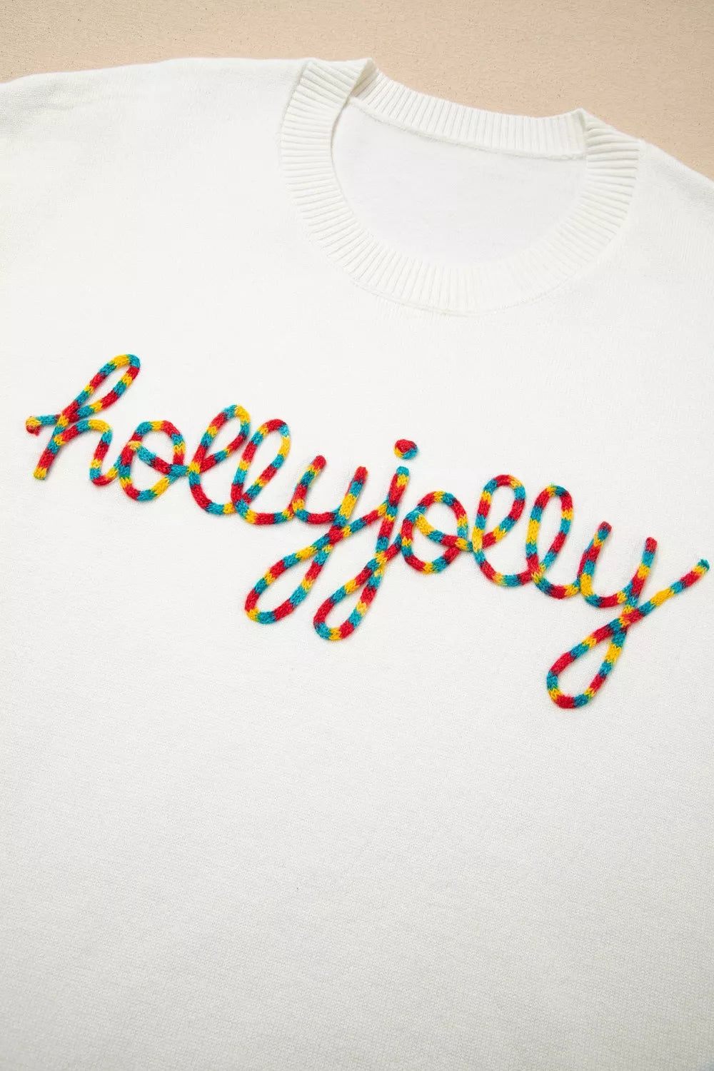 Colorful Holly Jolly Christmas Knit Loose Sweater OutfitFlow