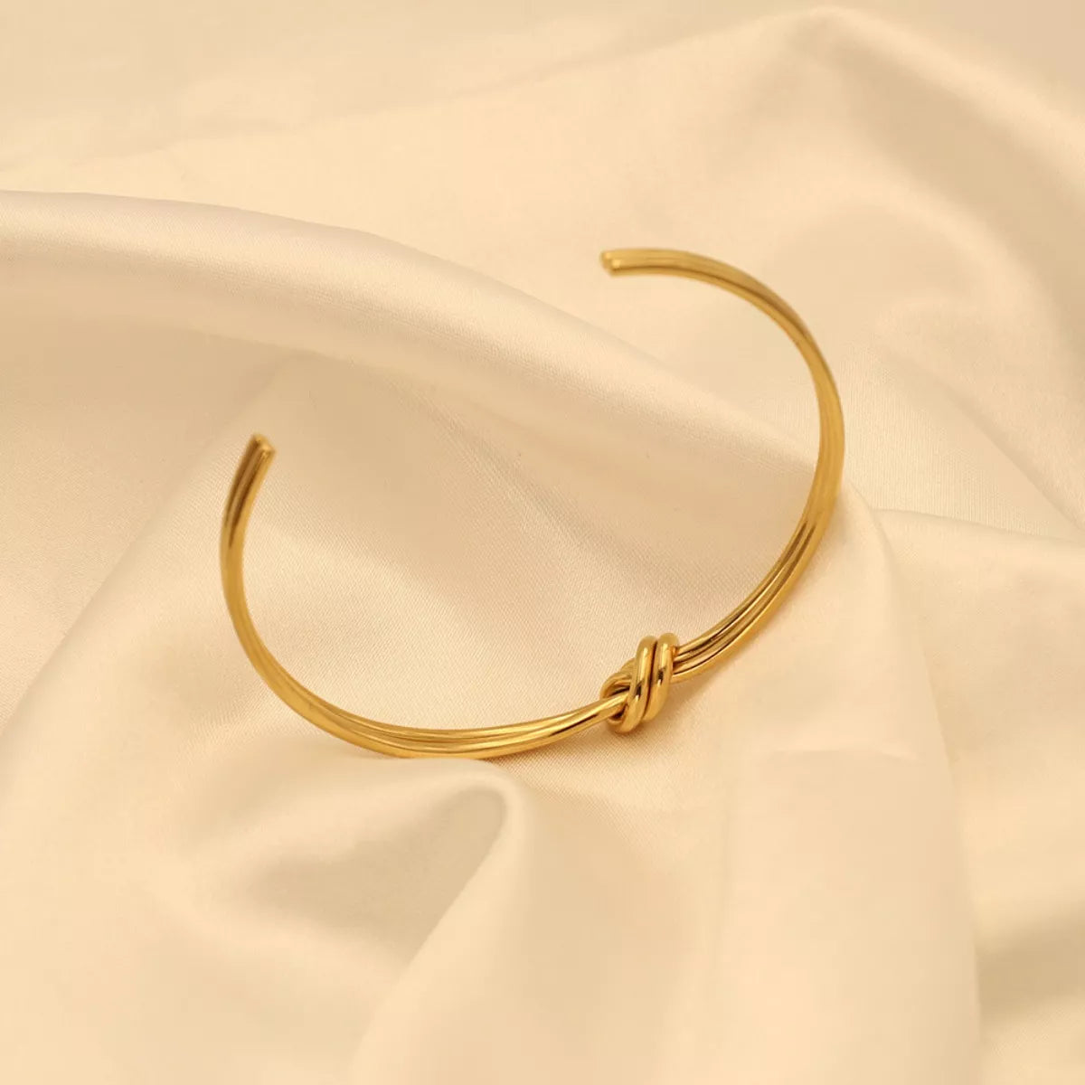 18K Gold-Plated Knot Open Bracelet OutfitFlow