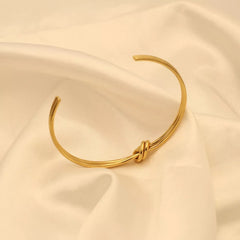 18K Gold-Plated Knot Open Bracelet OutfitFlow