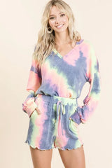 BiBi Tie Dye French Terry Shorts and Curly Edge OutfitFlow
