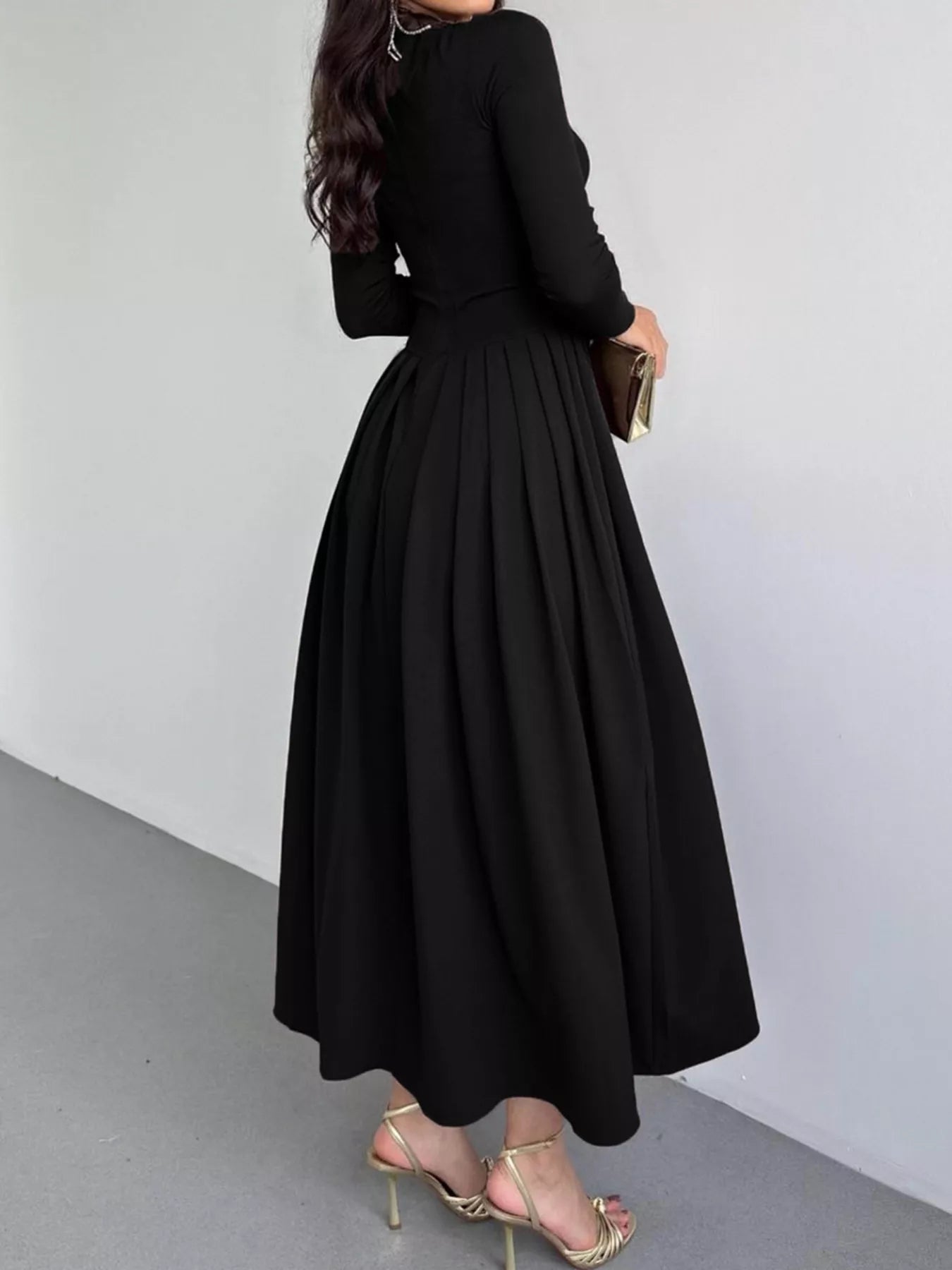 Ruched One Shoulder Long Sleeve Dress OutfitFlow