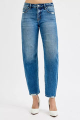 RISEN Tummy Control High Rise Ankle Slim Barrel Jeans MEDIUM OutfitFlow