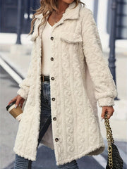 Outfit Flow - Fuzzy Button Up Long Sleeve Longline Coat