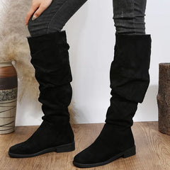 Round Toe Block Heels Boots OutfitFlow