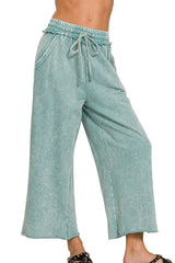 Zenana Washed French Terry Palazzo With Pockets OutfitFlow