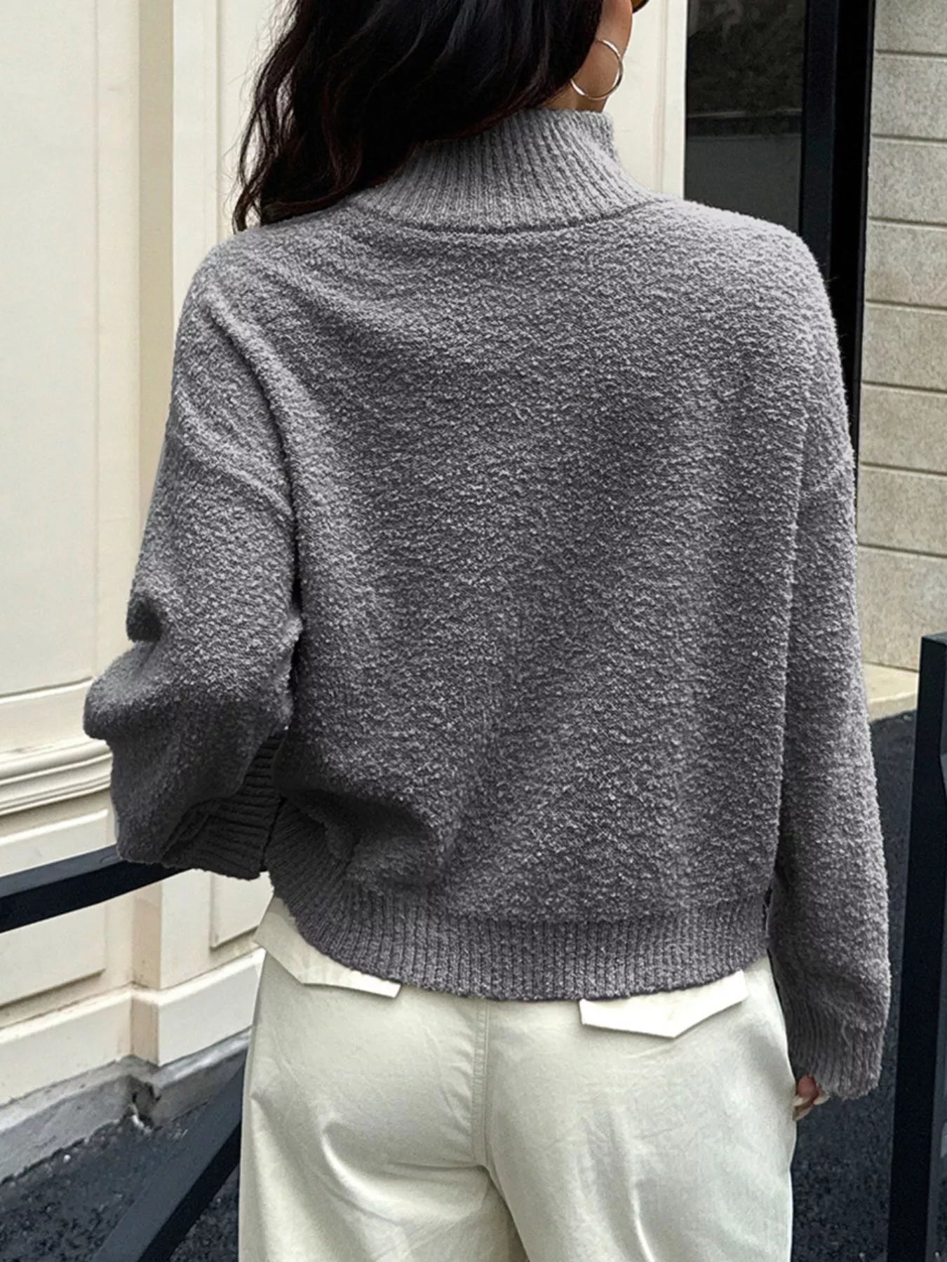 Turtleneck Long Sleeve Sweater OutfitFlow