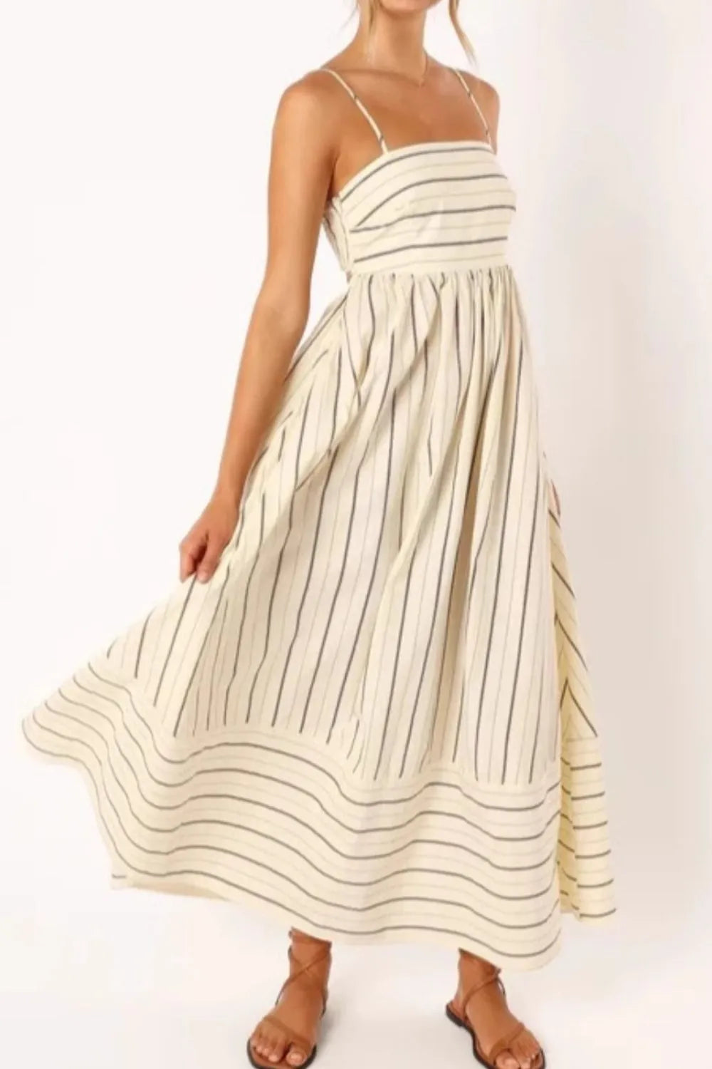 Striped Square Neck Cami Dress OutfitFlow