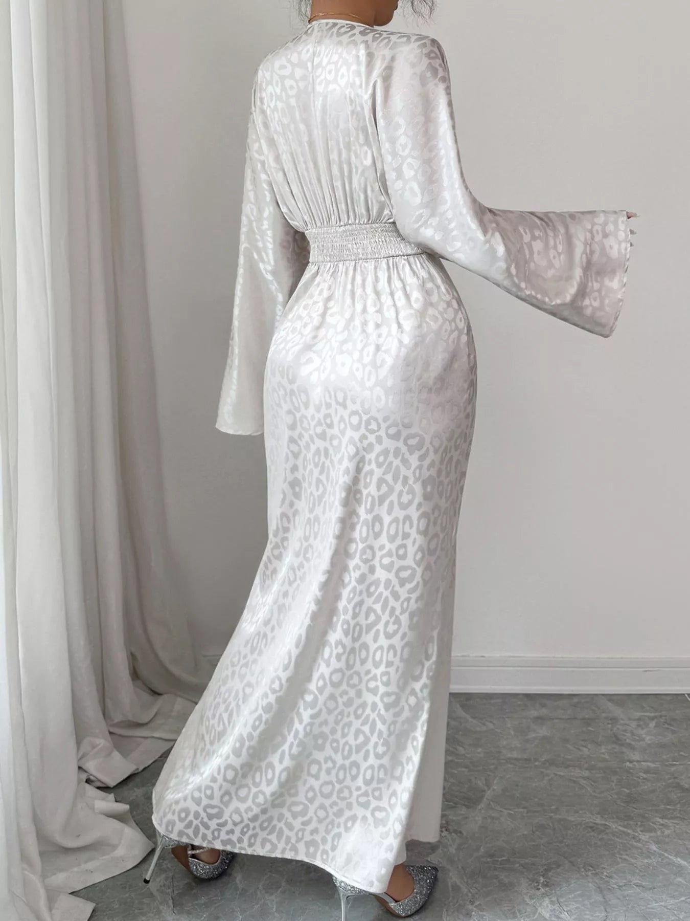 Leopard Surplice Long Sleeve Maxi Dress OutfitFlow