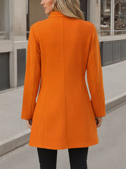 Button Up Long Sleeve Coat Yellow Trendsi