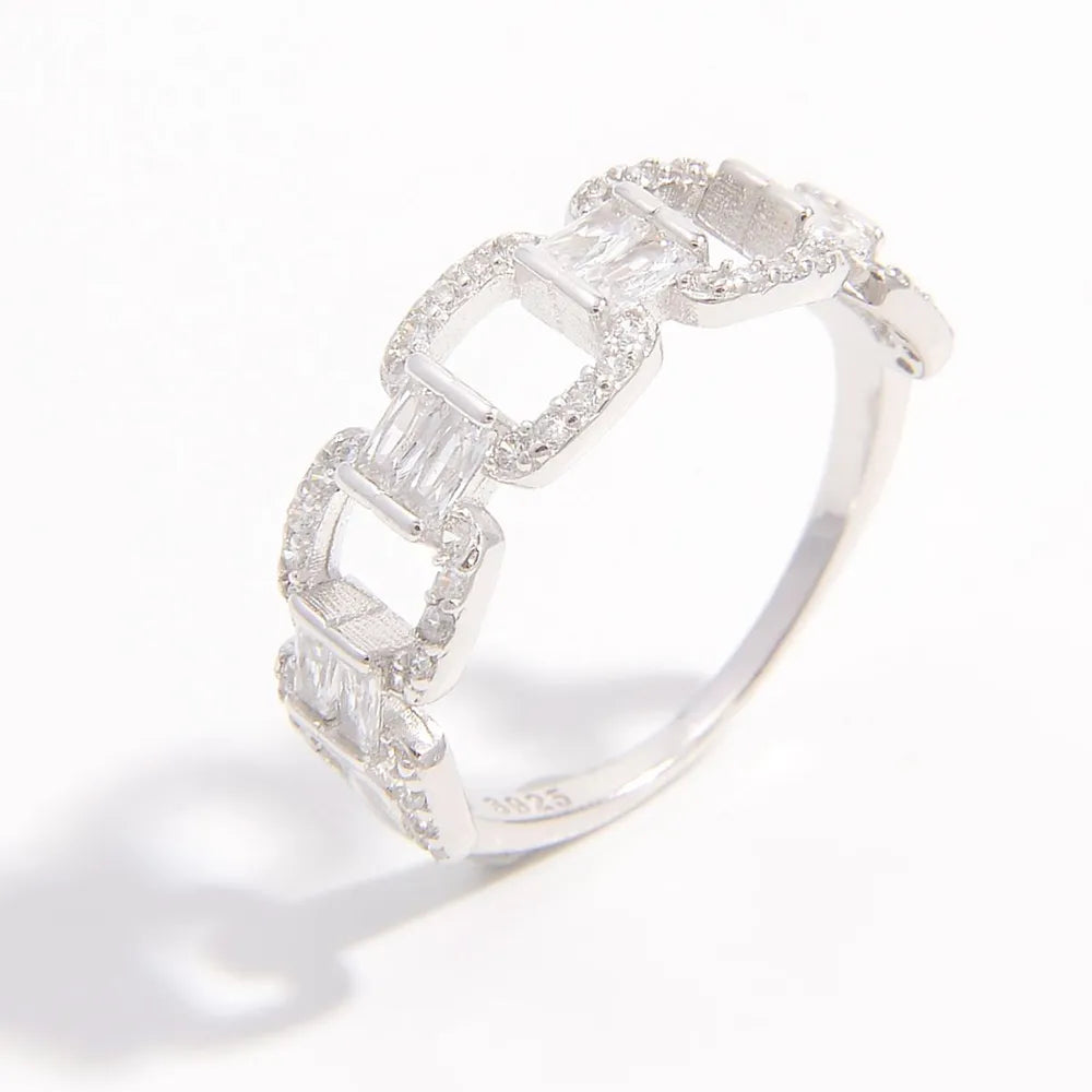 925 Sterling Silver Zircon Cutout Ring OutfitFlow
