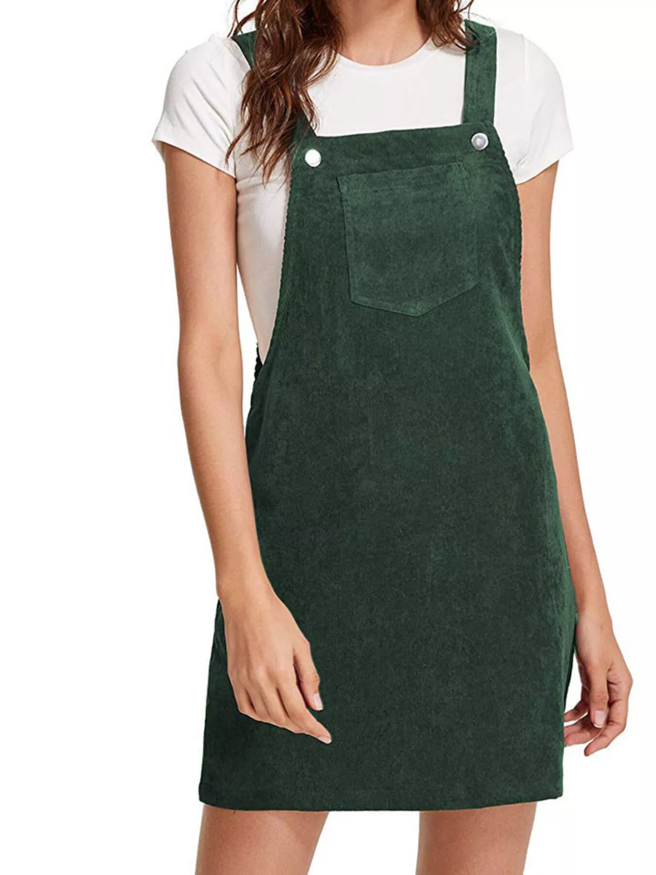 Corduroy Wide Strap Overall Dress Black Forest OutfitFlow