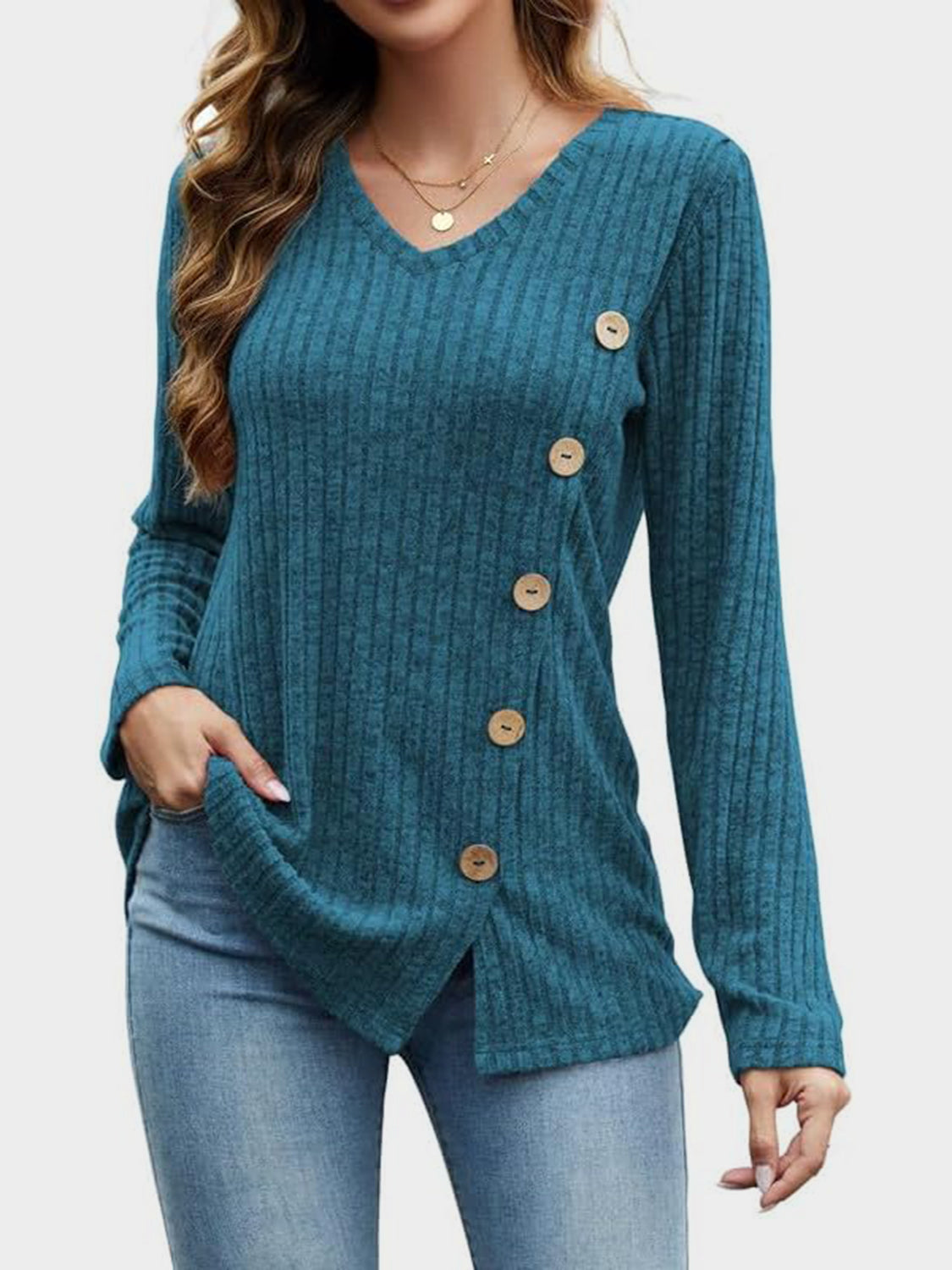 Outfit Flow - V-Neck Long Sleeve T-Shirt