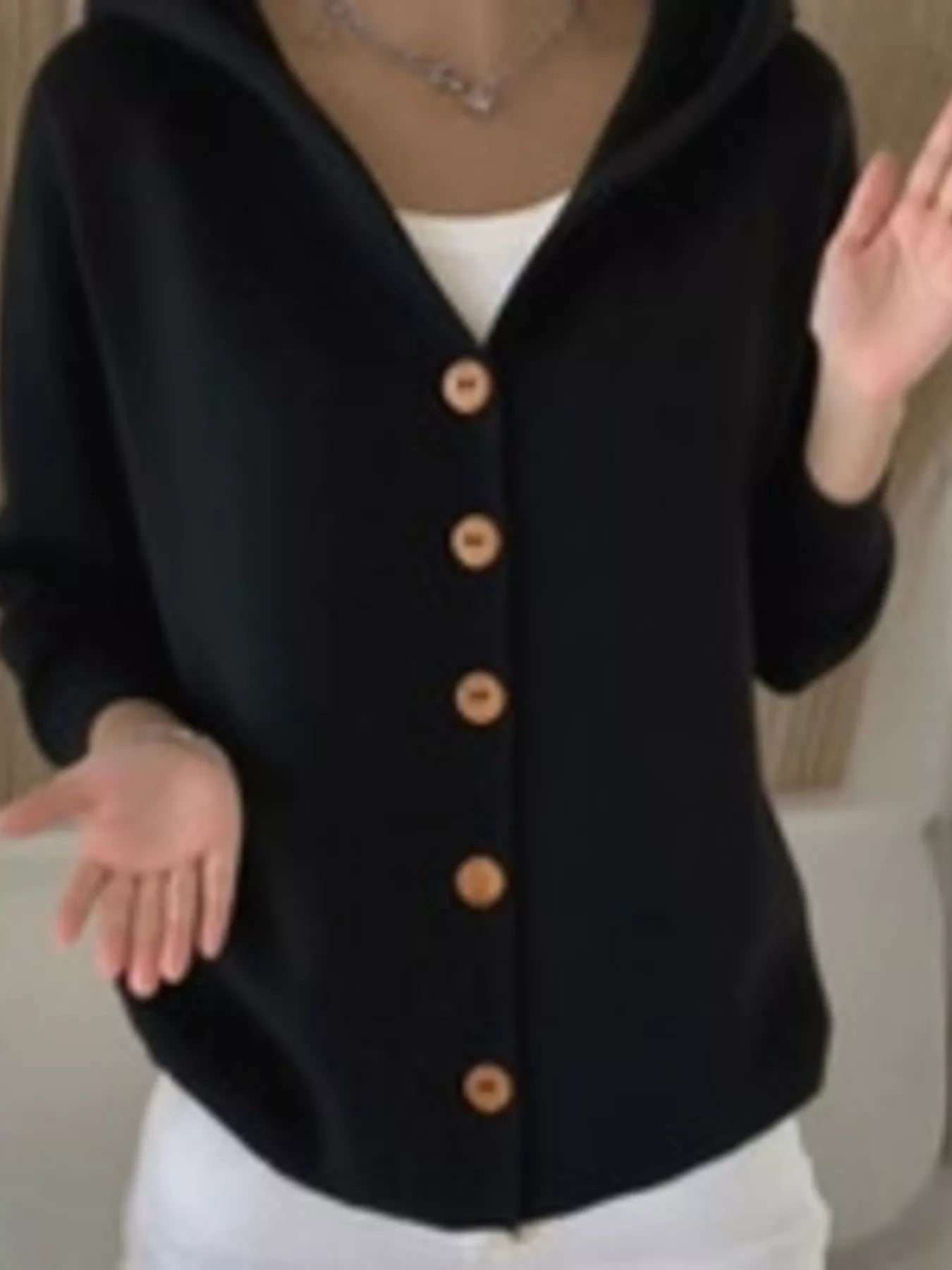 Full Size Hooded Button-Front Soft Knit Cardigan Plus Size OutfitFlow