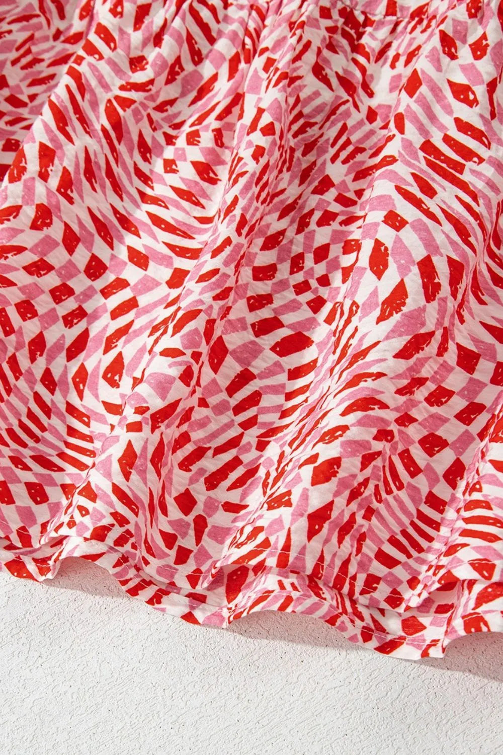 Geometric Print Knot Back Sleeveless Ruffle Hem Dress OutfitFlow
