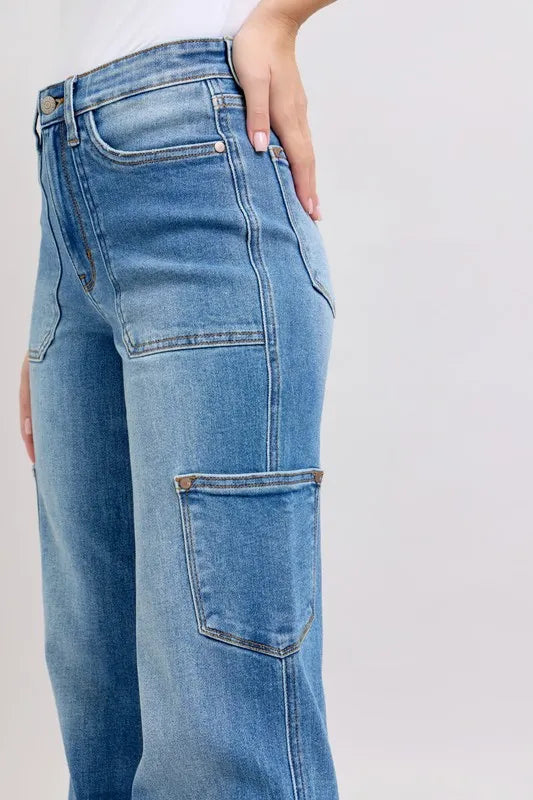 Judy Blue Full Size High Waist 90's Straight Jeans Plus Size OutfitFlow