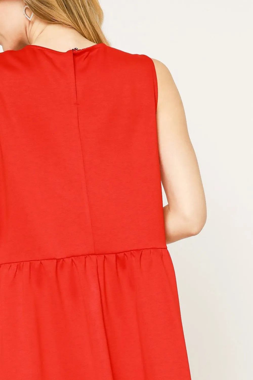 Umgee Round Neck Sleeveless Tank Dress with Pockets OutfitFlow
