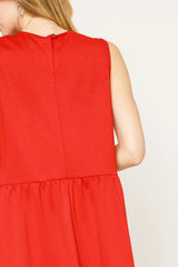 Umgee Round Neck Sleeveless Tank Dress with Pockets OutfitFlow