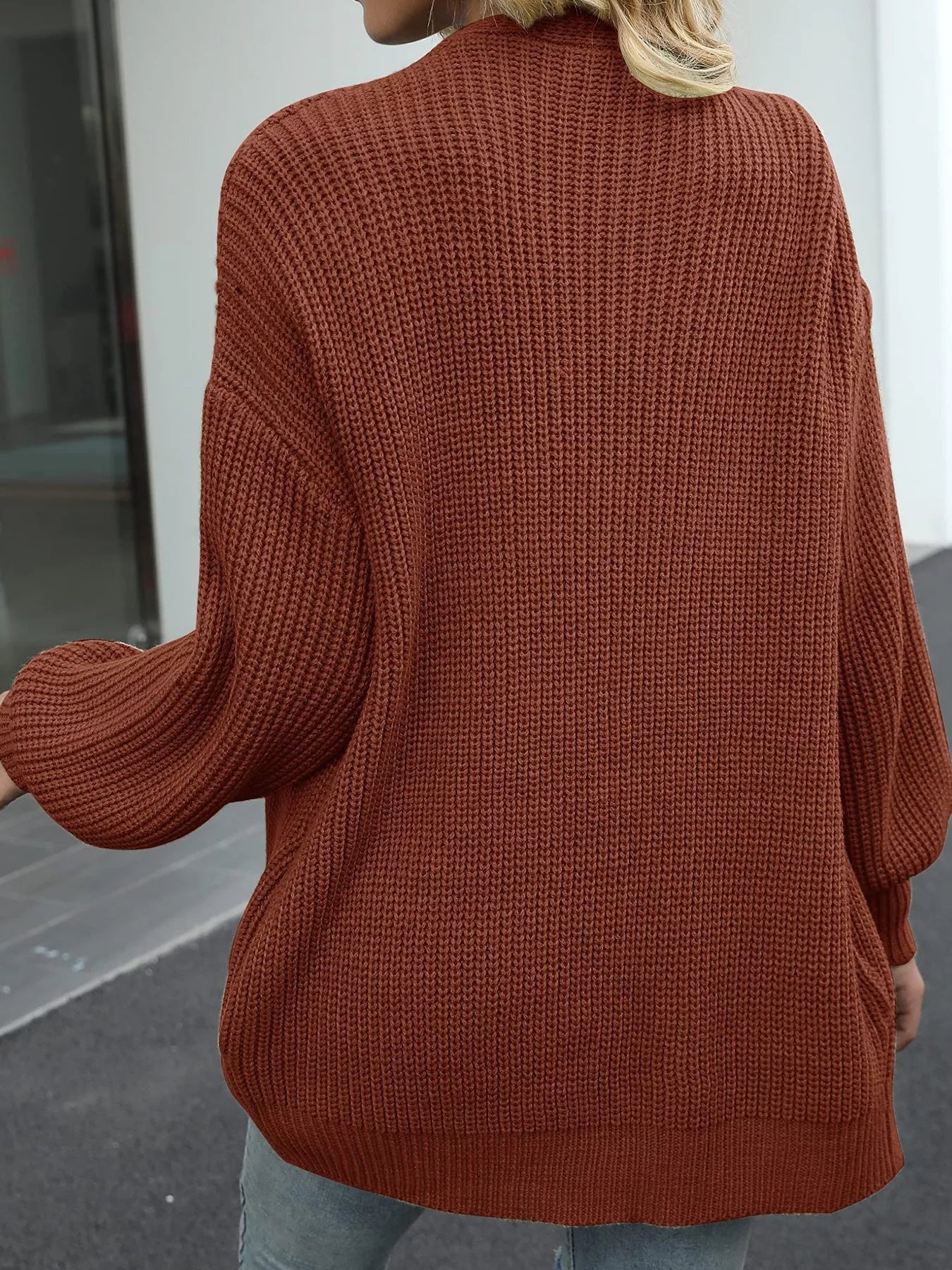 Oversized Chunky Knit Open Front Cardigan OutfitFlow