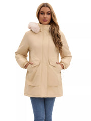 Full Size Fur Hooded Warm Winter Parka Outerwear Plus Size OutfitFlow
