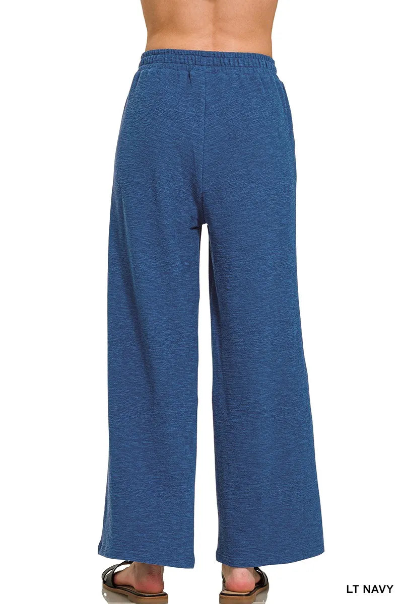 Zenana Cotton Slub Wide Leg Pants OutfitFlow