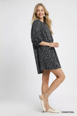 Umgee Leopard Print Jacquard Mini Dress OutfitFlow