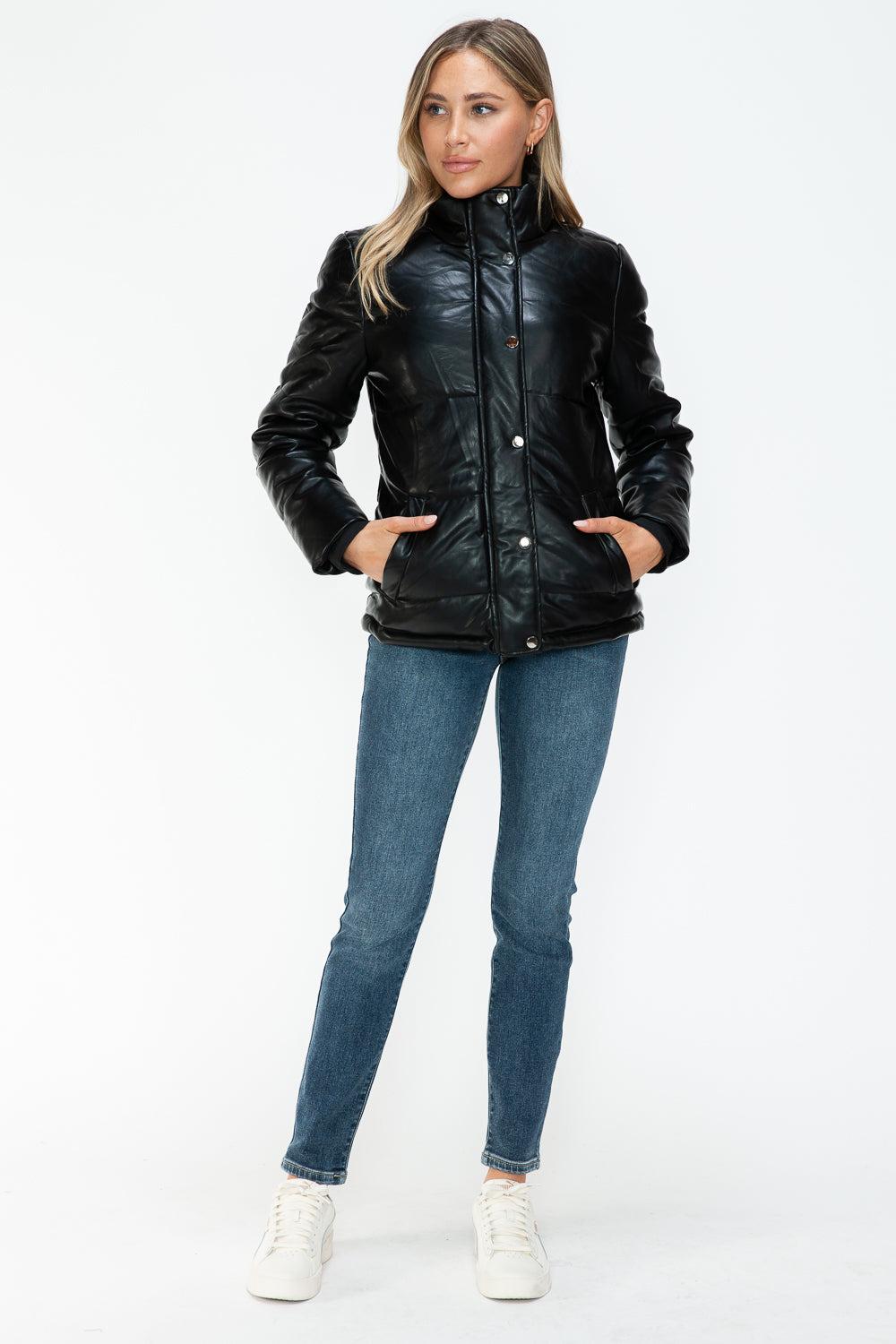 Outfit Flow - YMI Pocketed Zip Up Turtleneck Puffer Jacket