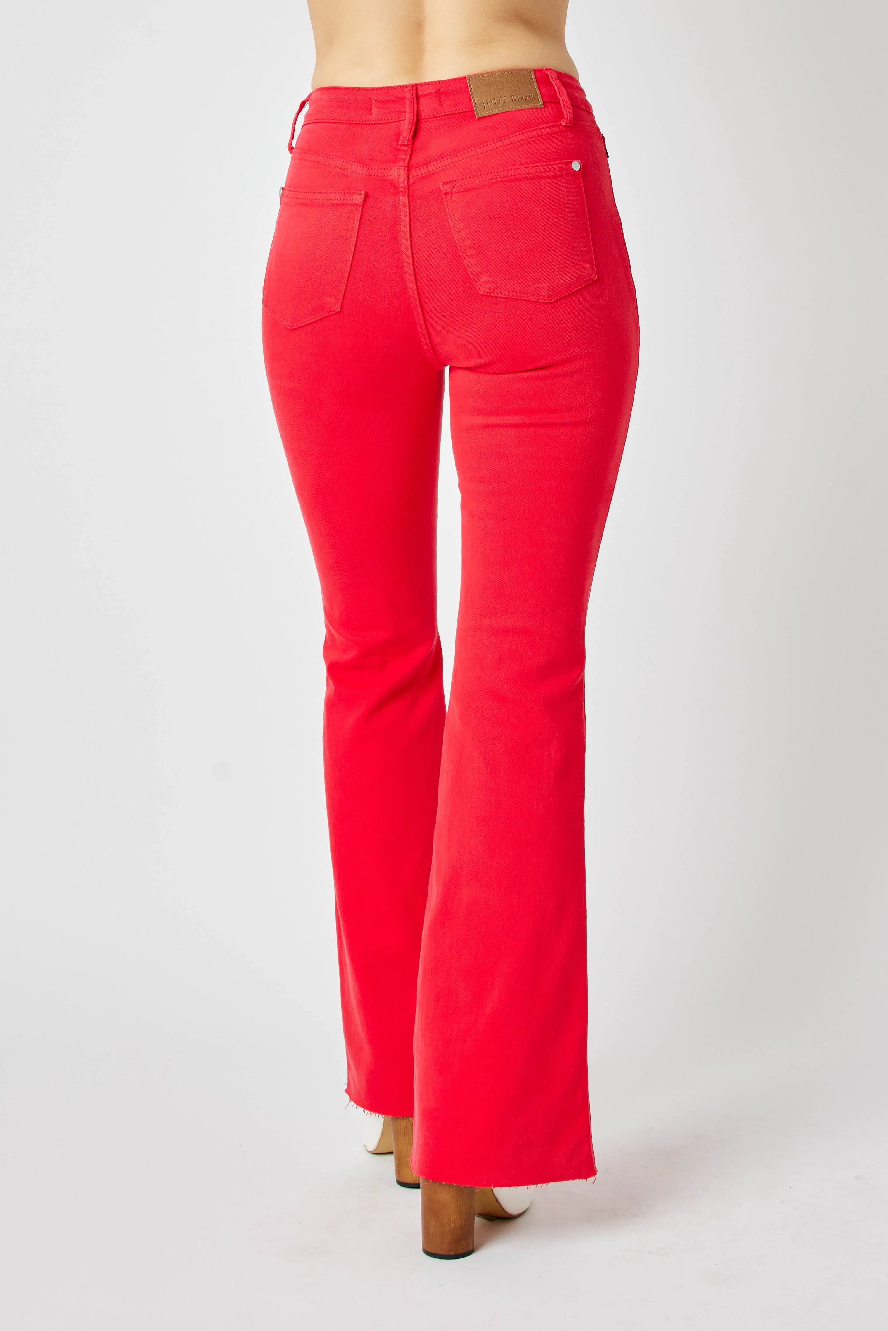 Judy Blue Full Size Hw Tummy Control Garment Dyed Flare Jeans Plus Size OutfitFlow