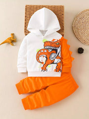Children's Dinosaur Hoodie & Pants Set White Trendsi