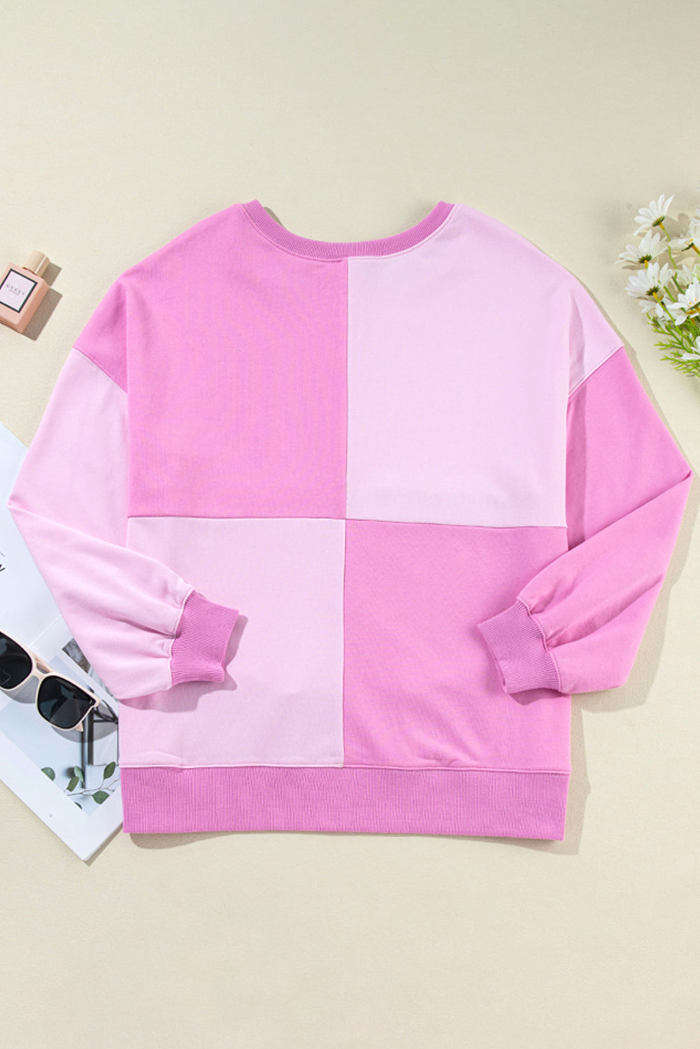 Outfit Flow - Color Block Half Button Long Sleeve Sweatshirt