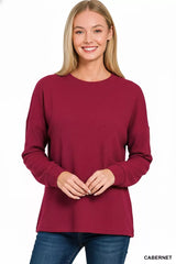 Zenana Double Knit Round Neck Long Sleeve Top OutfitFlow