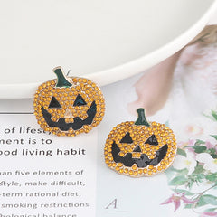 Demon Pumpkin Rhinestone Alloy Earrings OutfitFlow