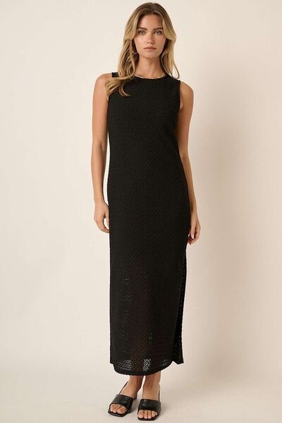 Mittoshop Side Slit Round Neck Sleeveless Dress OutfitFlow