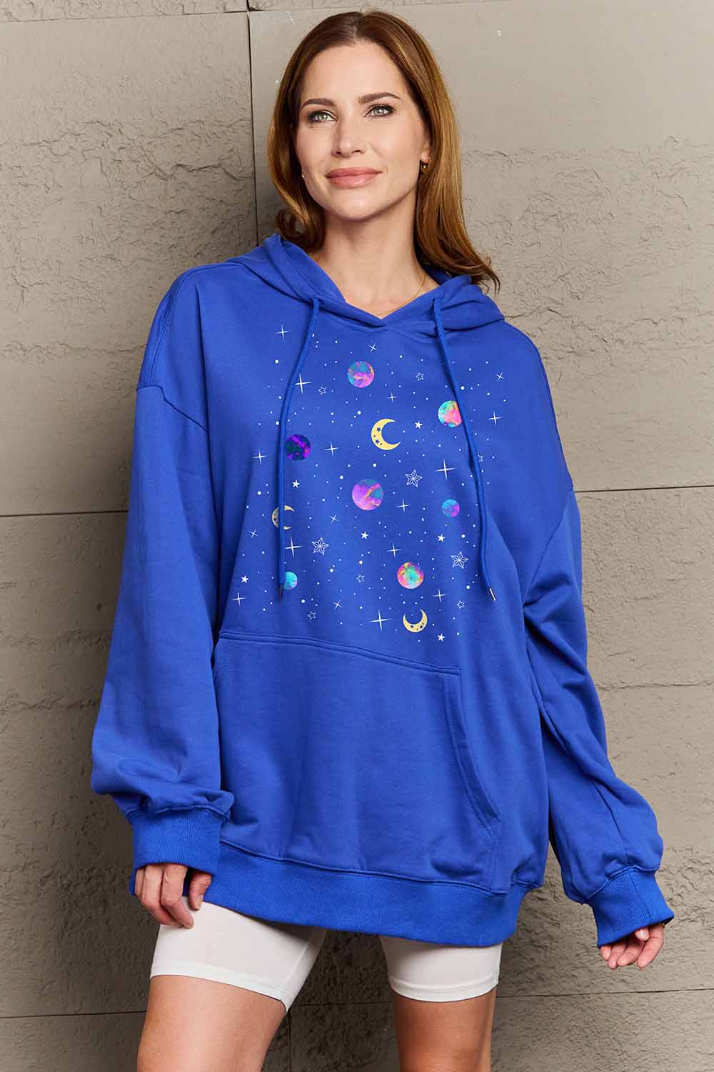 Outfit Flow - Simply Love Simply Love Full Size Dropped Shoulder Star & Moon Graphic Hoodie