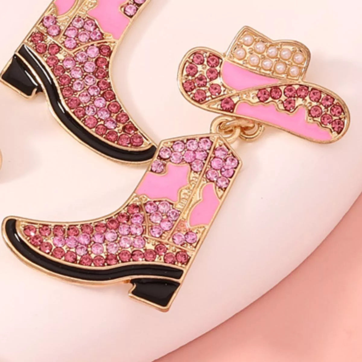 Rhinestone Boot Dangle Earrings OutfitFlow