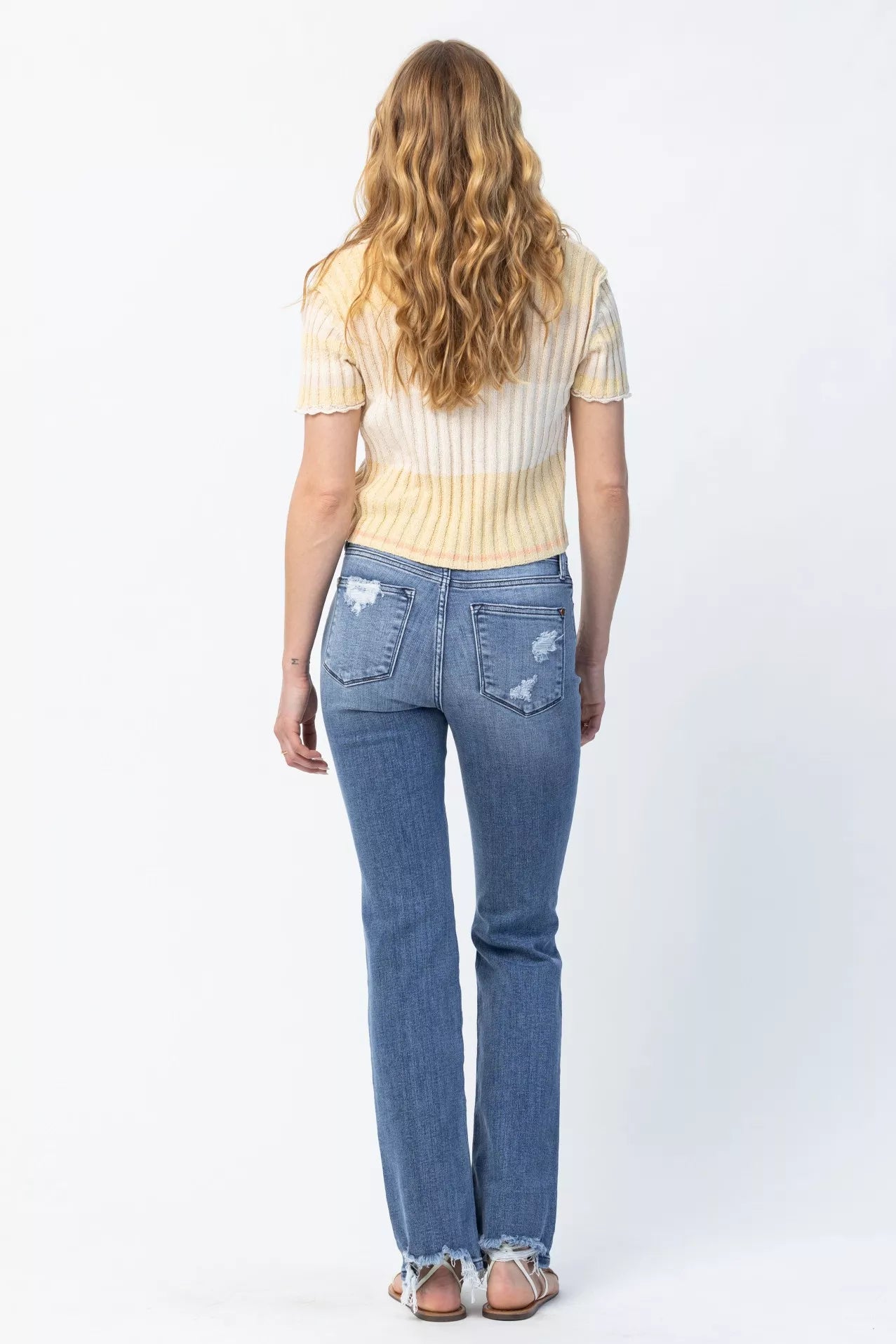 Judy Blue Full Size Mid Rise Destroy Straight Jeans Plus Size OutfitFlow