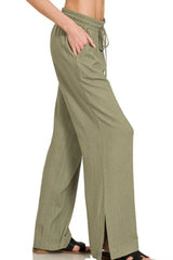 Zenana Linen Drawstring Pants OutfitFlow