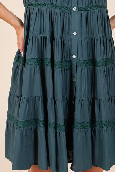 Mittoshop Lace Detail Ruffled Button Down Tiered Dress OutfitFlow