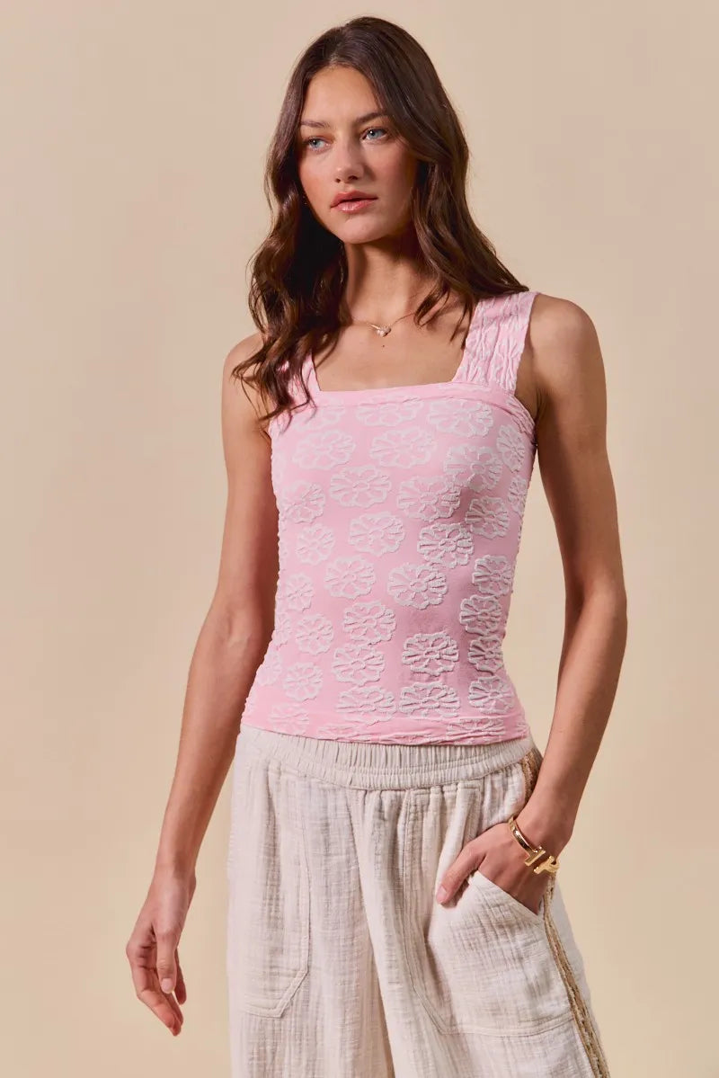 SO ME Two Tone Floral Seamless Tank Top OutfitFlow