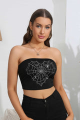 Heart Spider Web Graphic Tube Top OutfitFlow