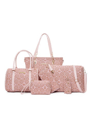 6-Piece Geometric Pattern Bag Set OutfitFlow