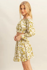 HYFVE Floral Off-Shoulder Flounce Sleeve Top and Skirt Set OutfitFlow