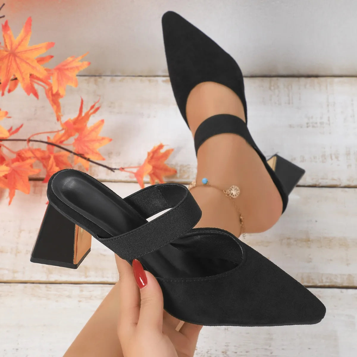 Point Toe Block Heels Sandals OutfitFlow