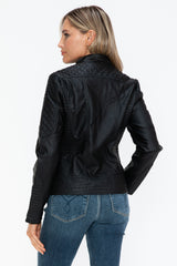 Outfit Flow - Snobbish Faux Leather Zip Up Mock Neck Jacket