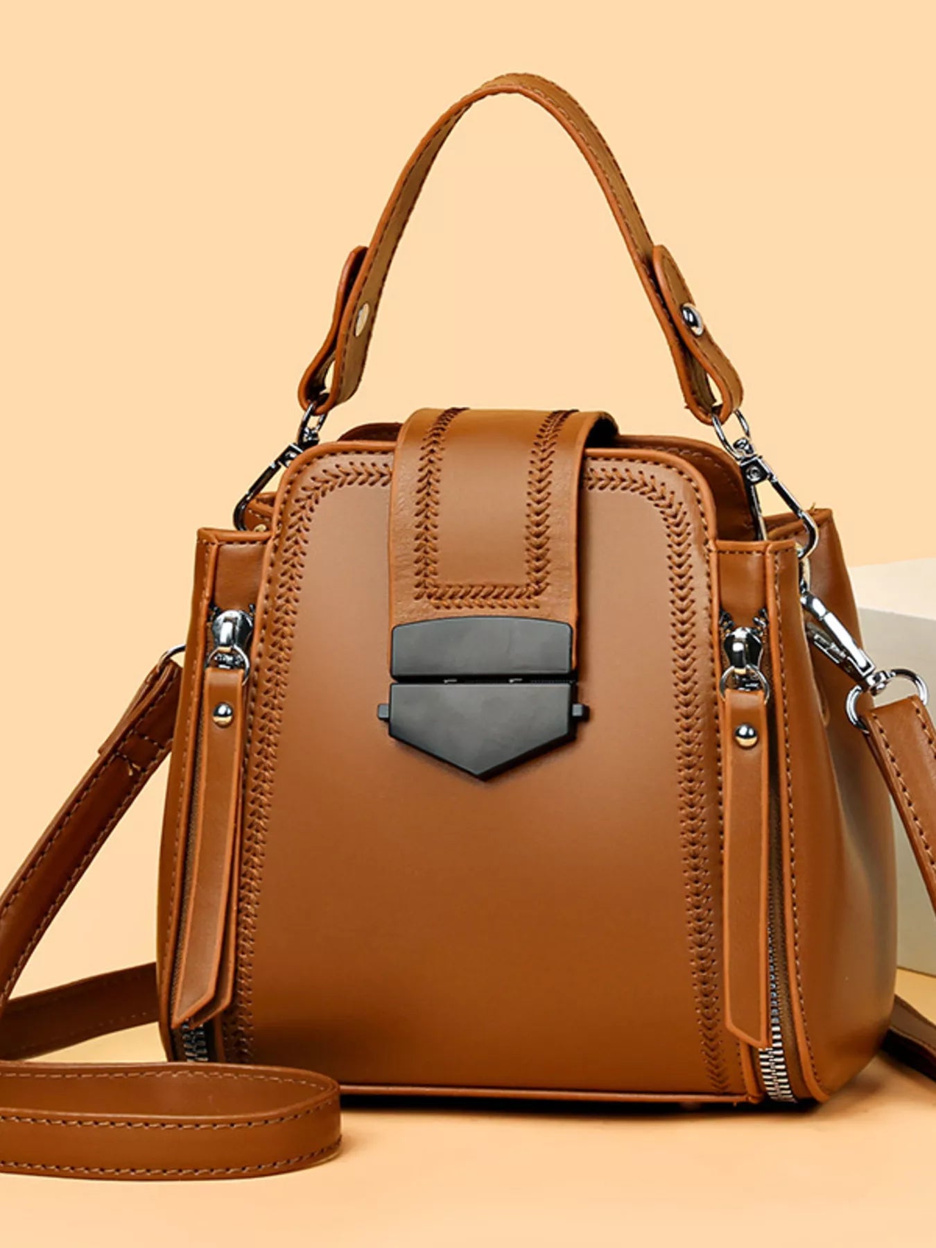 Leather Bucket Crossbody Bag OutfitFlow