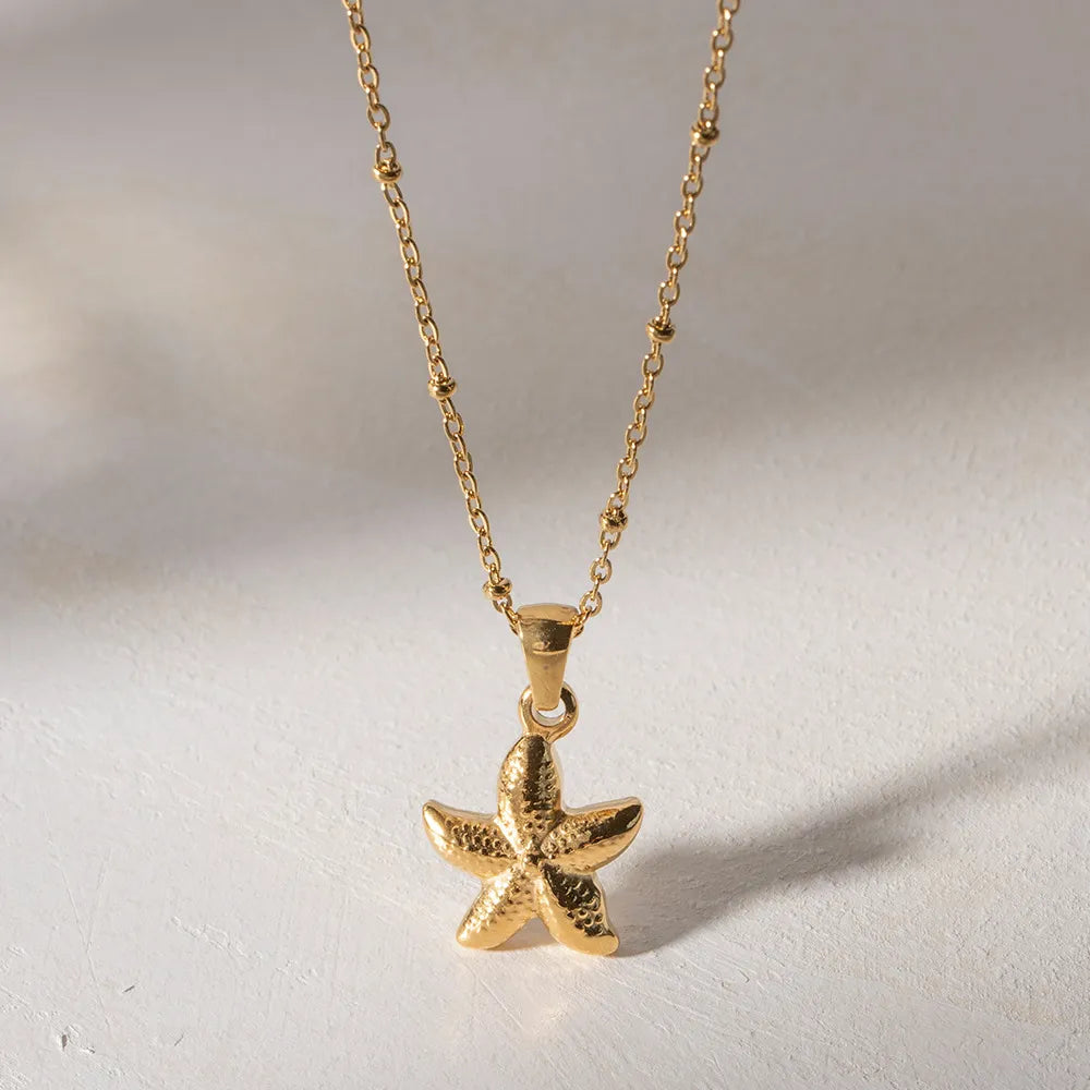 18K Gold Plated Starfish Pendant Necklace OutfitFlow
