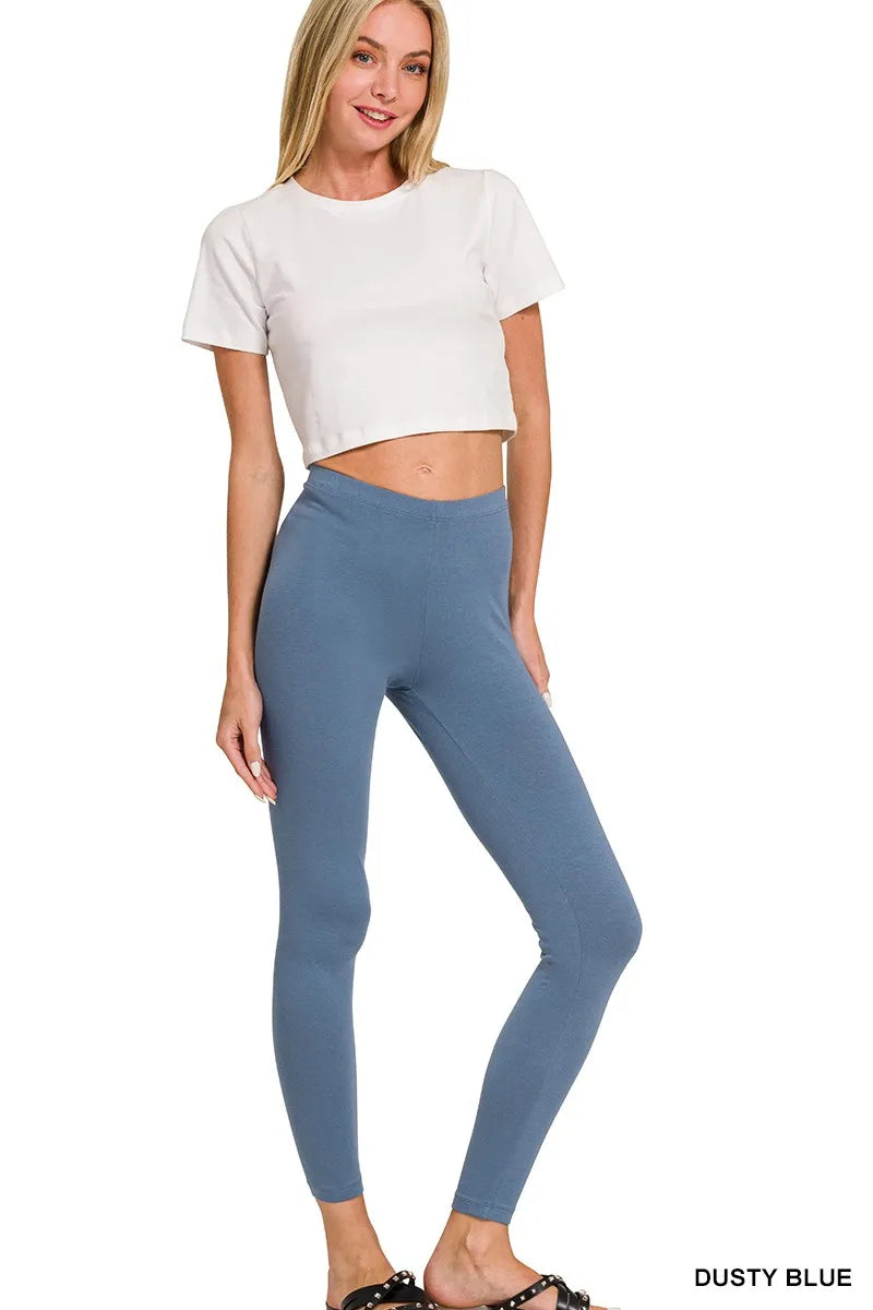 Zenana Cotton Round Neck Top & Legging Set OutfitFlow