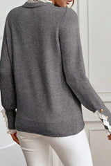Lace Trim Mock Neck Sweater OutfitFlow