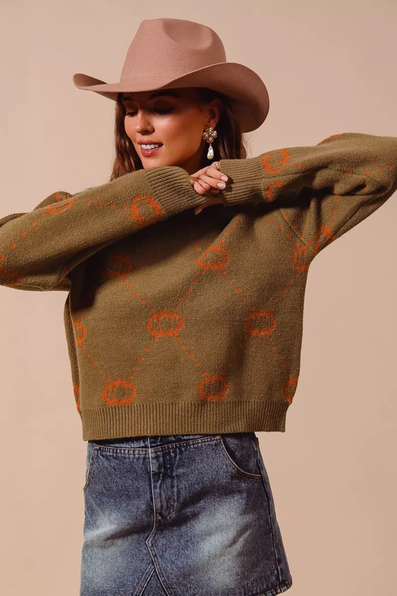 SO ME Pumpkin Rhombus Halloween Thanksgiving Sweater OutfitFlow